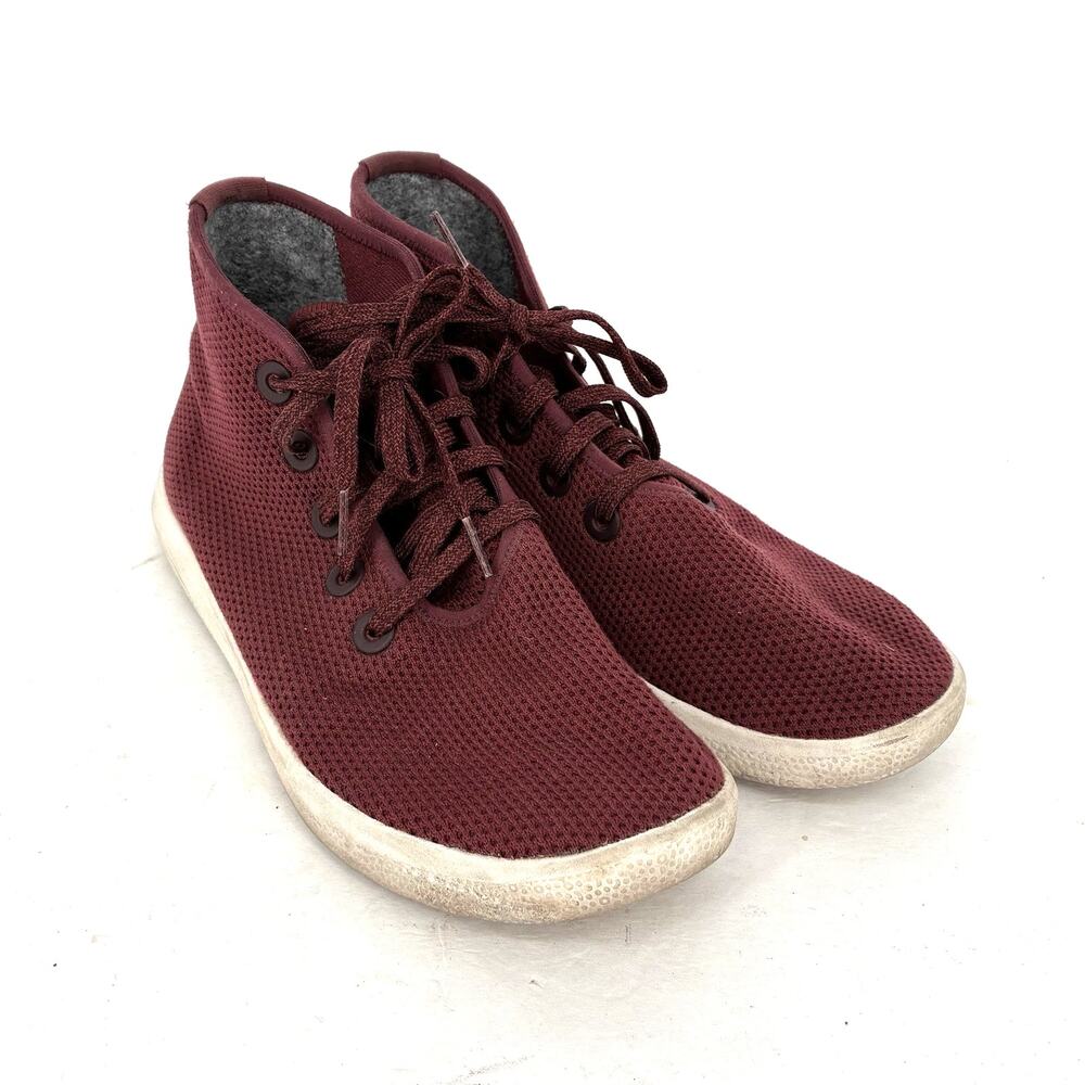 Allbirds Tree Toppers High Top Sneakers Mens 10 Maroon Burgundy Wool Shoes